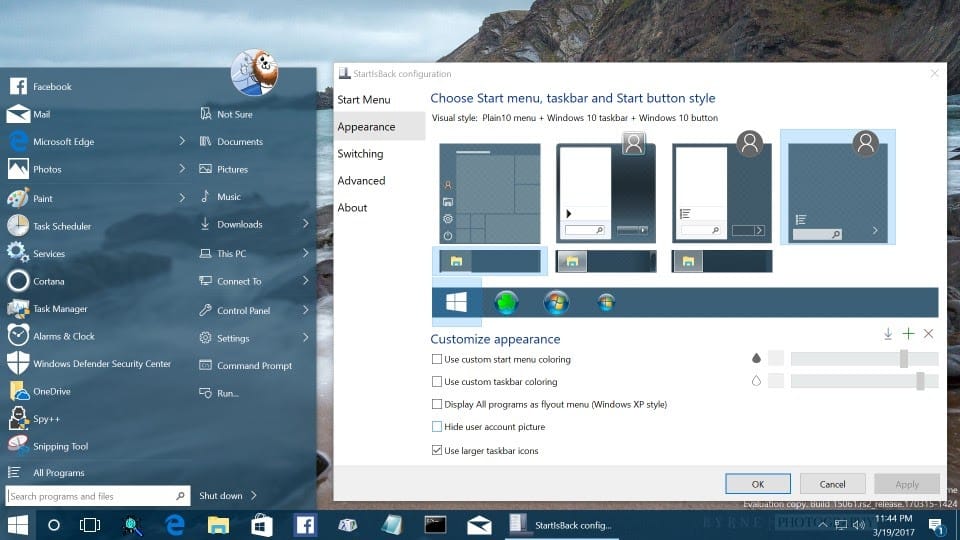 barre des tâches Windows 10