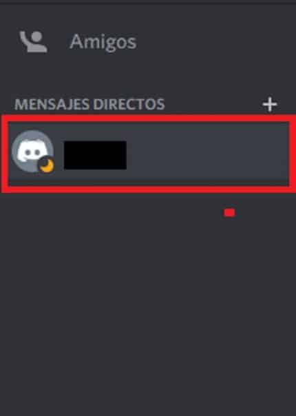 Locate the conversation with which you want to share screen in discord