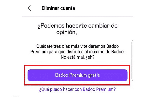 badoo premium per l'eliminazione dell'account