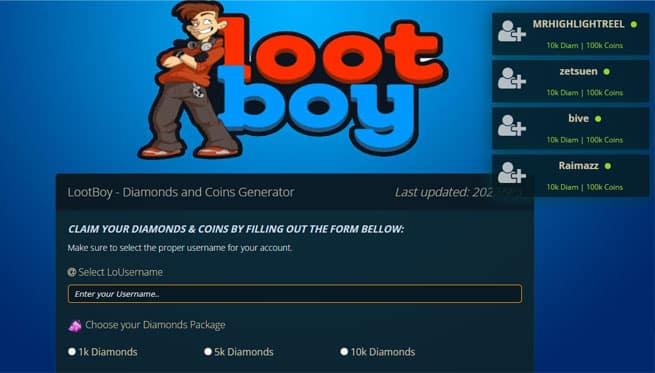 lootboy diamant generator