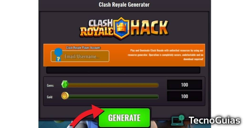 clash royal generador de gemas