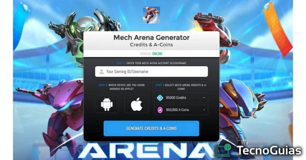 mech arena generador de creditos