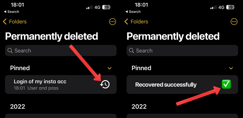 herstel permanent verwijderde notities op iOS