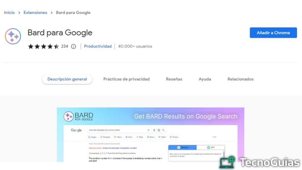 Google bard extension de google