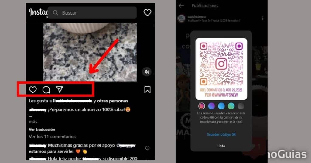 Share instagram reels with QR code
