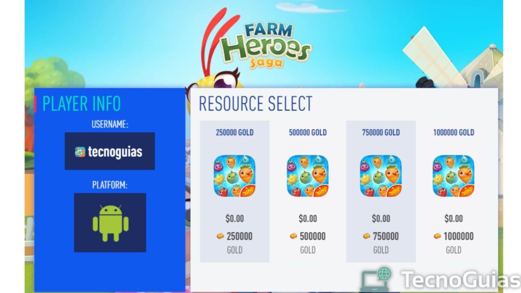 Generatore d'oro della saga di Farm Heroes